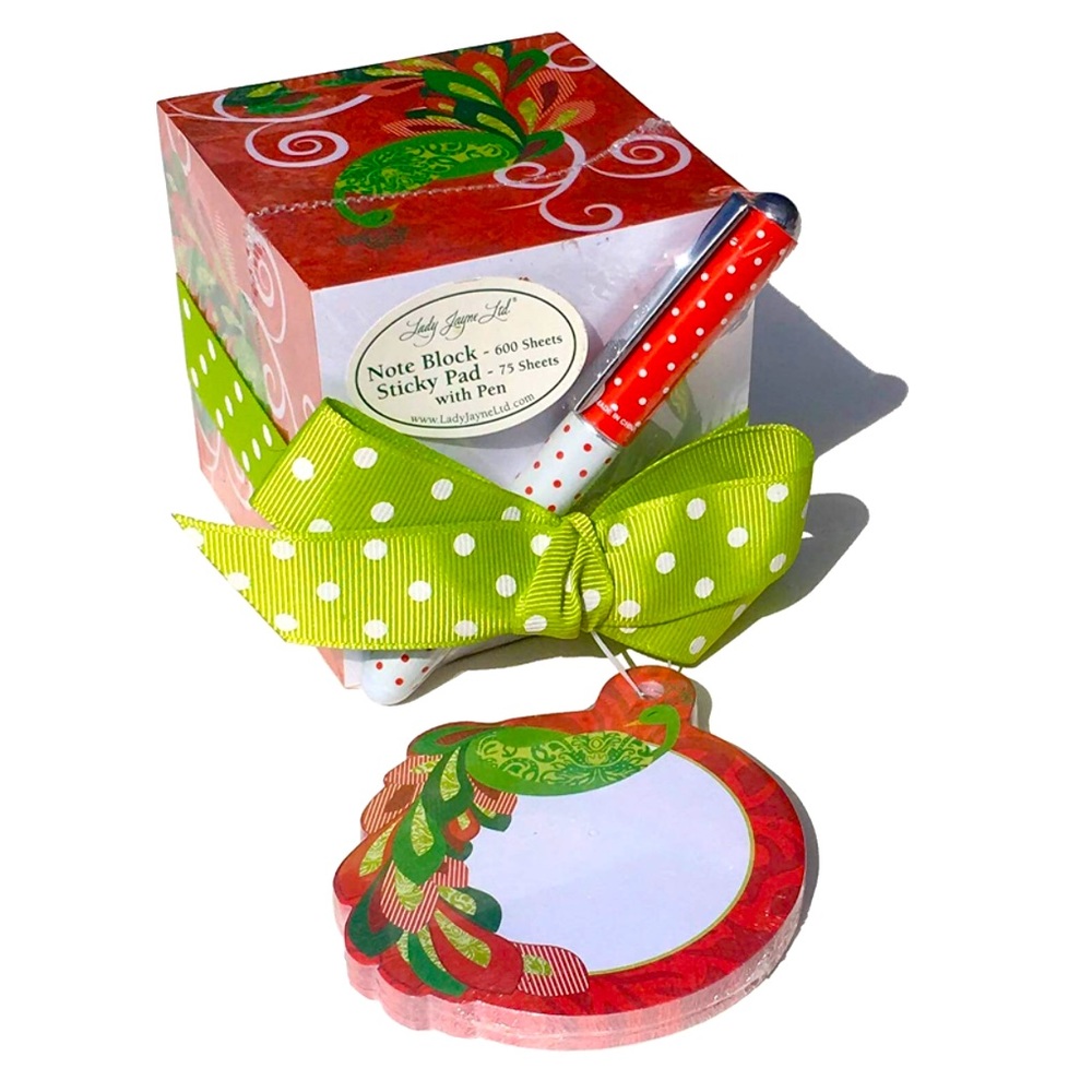 Lady Jayne Christmas Peacock Writers Block and Sticky Pad with Pen Set (26334)
